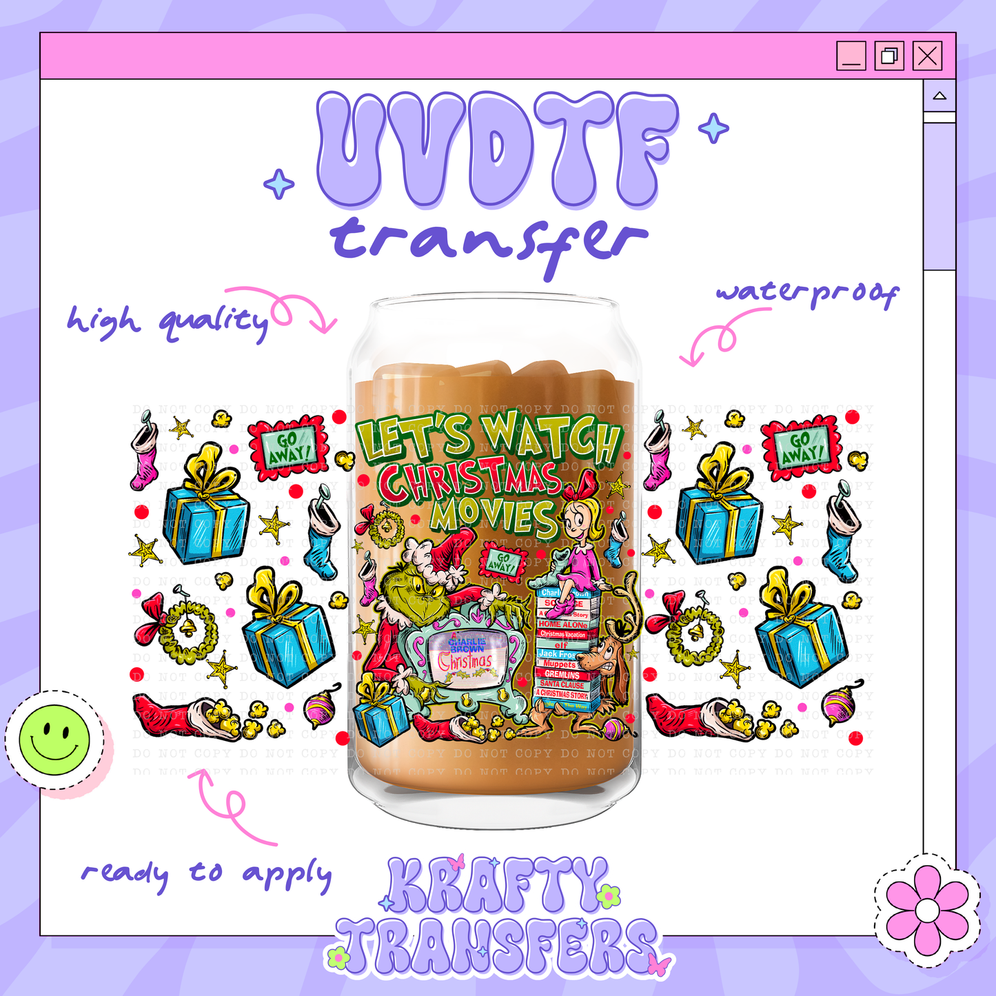 Grinchy Movie Marathon - 16oz Glass Wrap