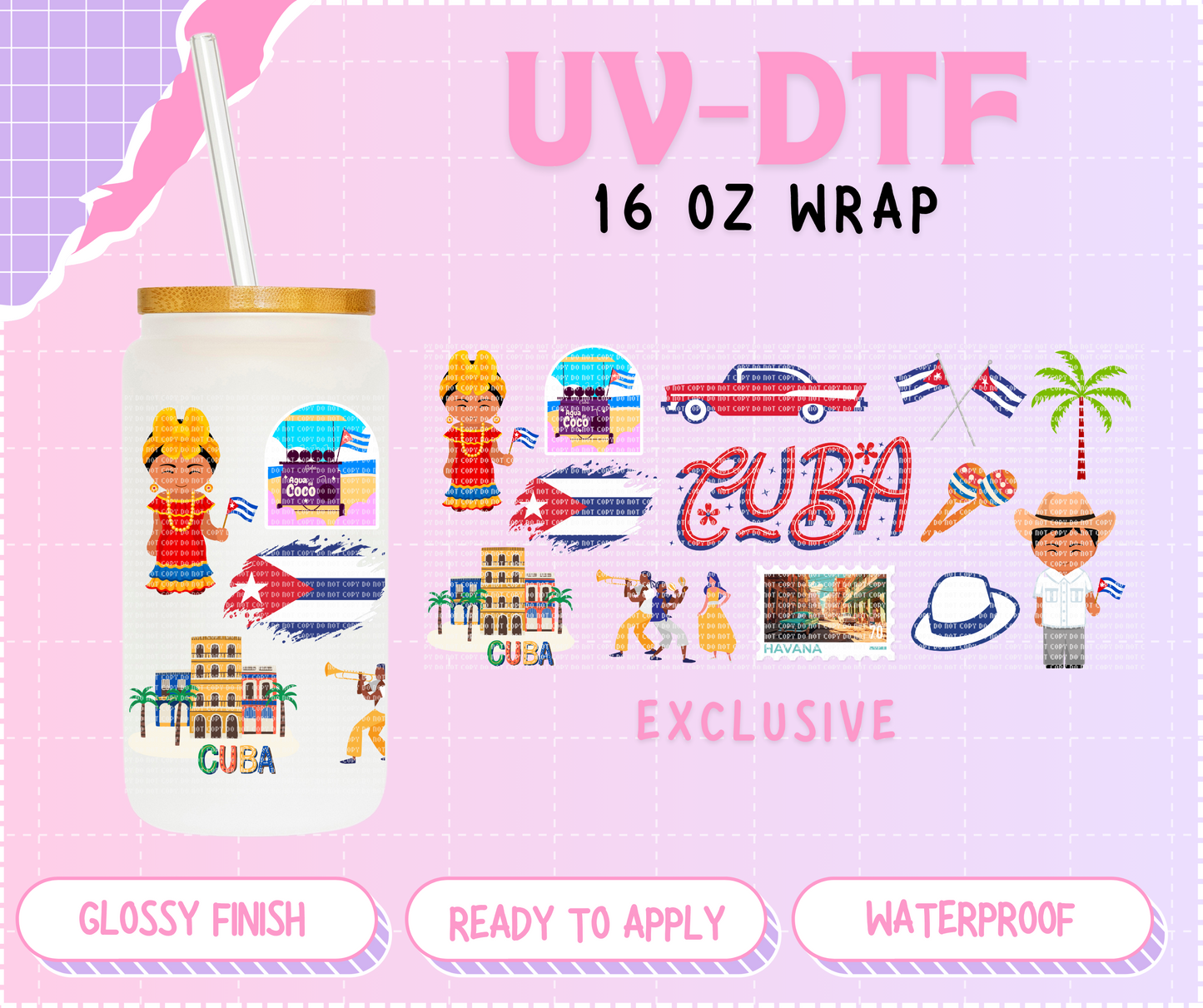 Cuba - 16 Oz UV DTF Wrap