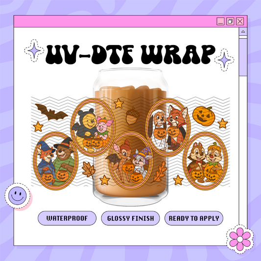 Dis Halloween Frames - 16oz Glass Wrap