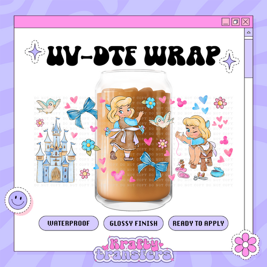 Dis Baby Princess C Watercolor - 16oz Glass Wrap