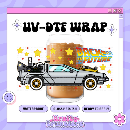 Retro Back 2 Future (DeLorean)  Exclusive - 16oz Glass Wrap