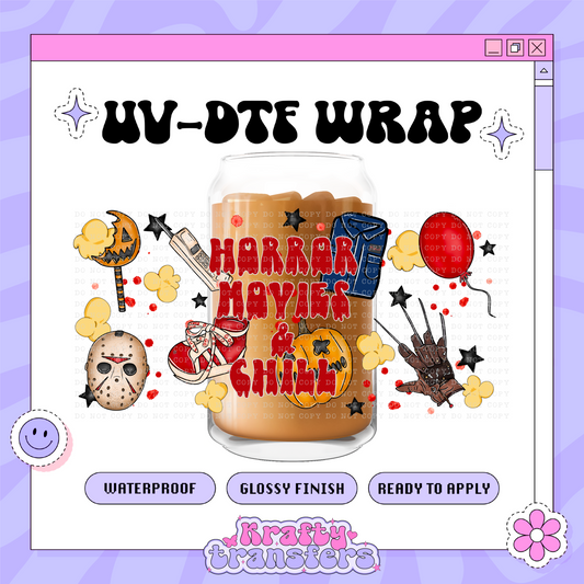 Spooky Movies + Chill - 16oz Glass Wrap